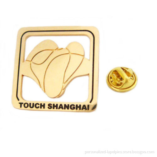 Pierced Logo Metal Personalized Lapel Pins Butterfly Gold Plated